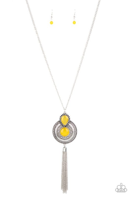 Mountain Mystic Yellow Necklace Paparazzi Accessories. #P2WH-YWXX-250XX