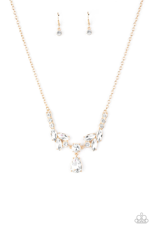 Paparazzi Unrivaled Sparkle Gold Teardrop Necklace