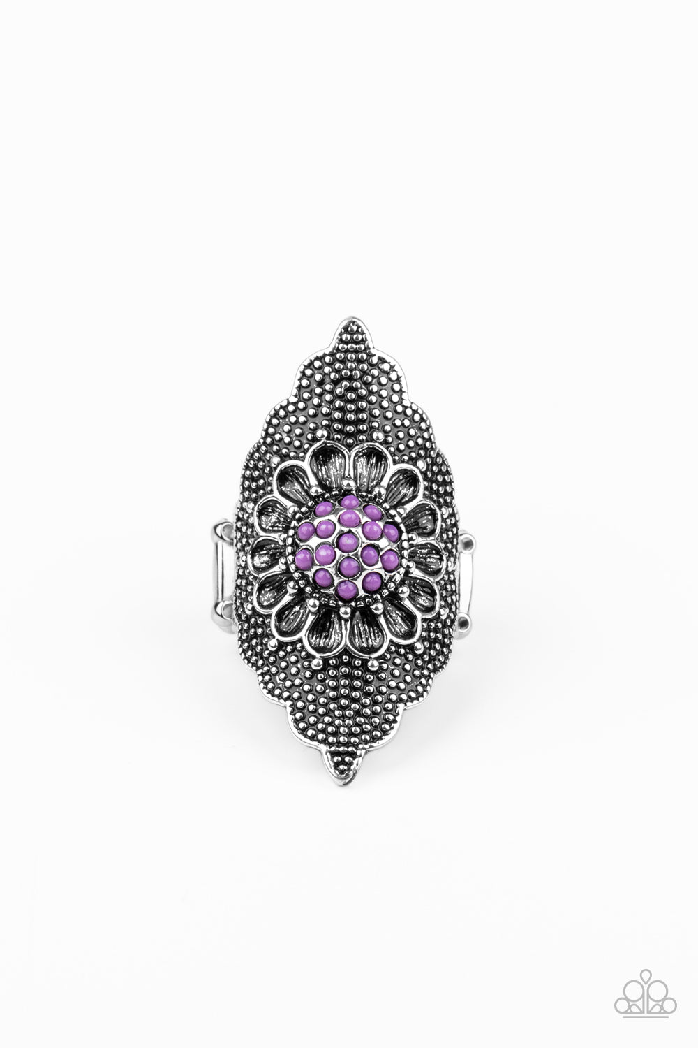 Paparazzi Wildly Wallflower - Purple Floral Ring