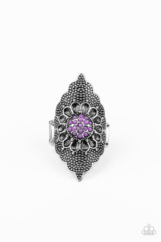 Paparazzi Wildly Wallflower - Purple Floral Ring