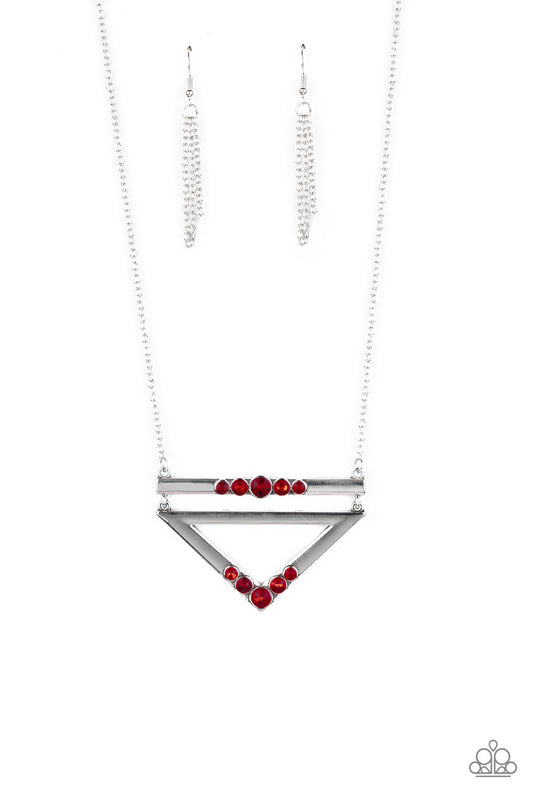 Triangulated Twinkle Red Necklace Paparazzi Accessories. Get Free Shipping. Dainty pendant necklace