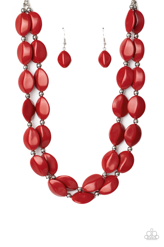 Paparazzi Necklace ~ Two-Story Stunner - Red