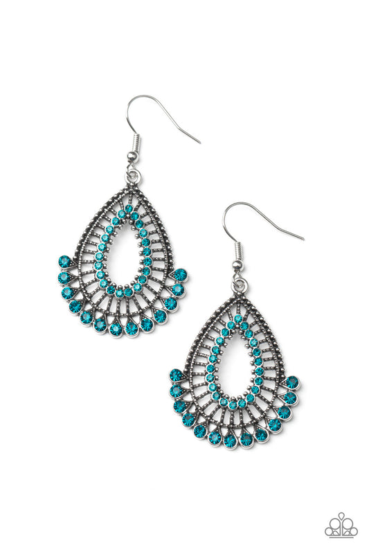 Castle Collection Blue Earrings Paparazzi Accessories #P5RE-BLXX-214XX. Ships free with NewBie code.