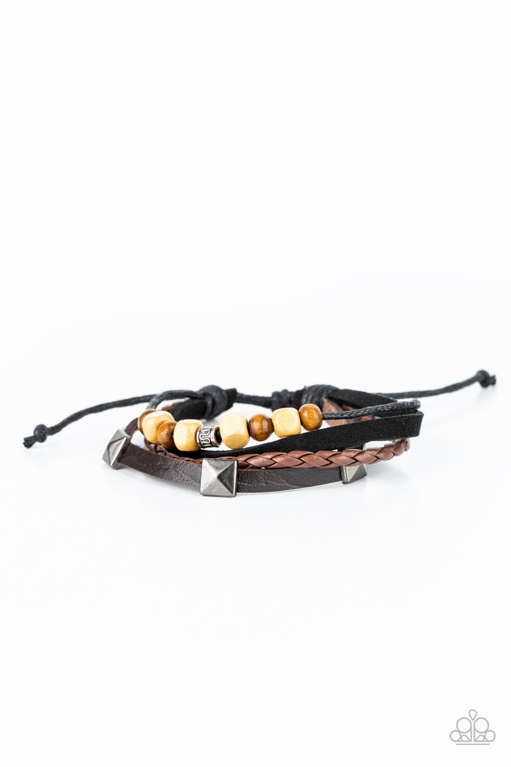 Solo Climb Brown Urban Bracelet Paparazzi Accessories. Sliding knot closure bracelets