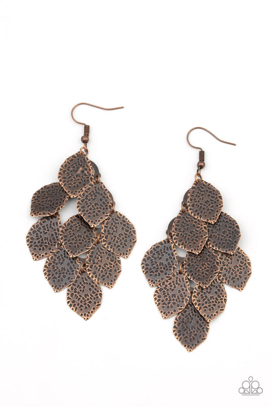 Paparazzi Earring ~ Loud and Leafy - Copper