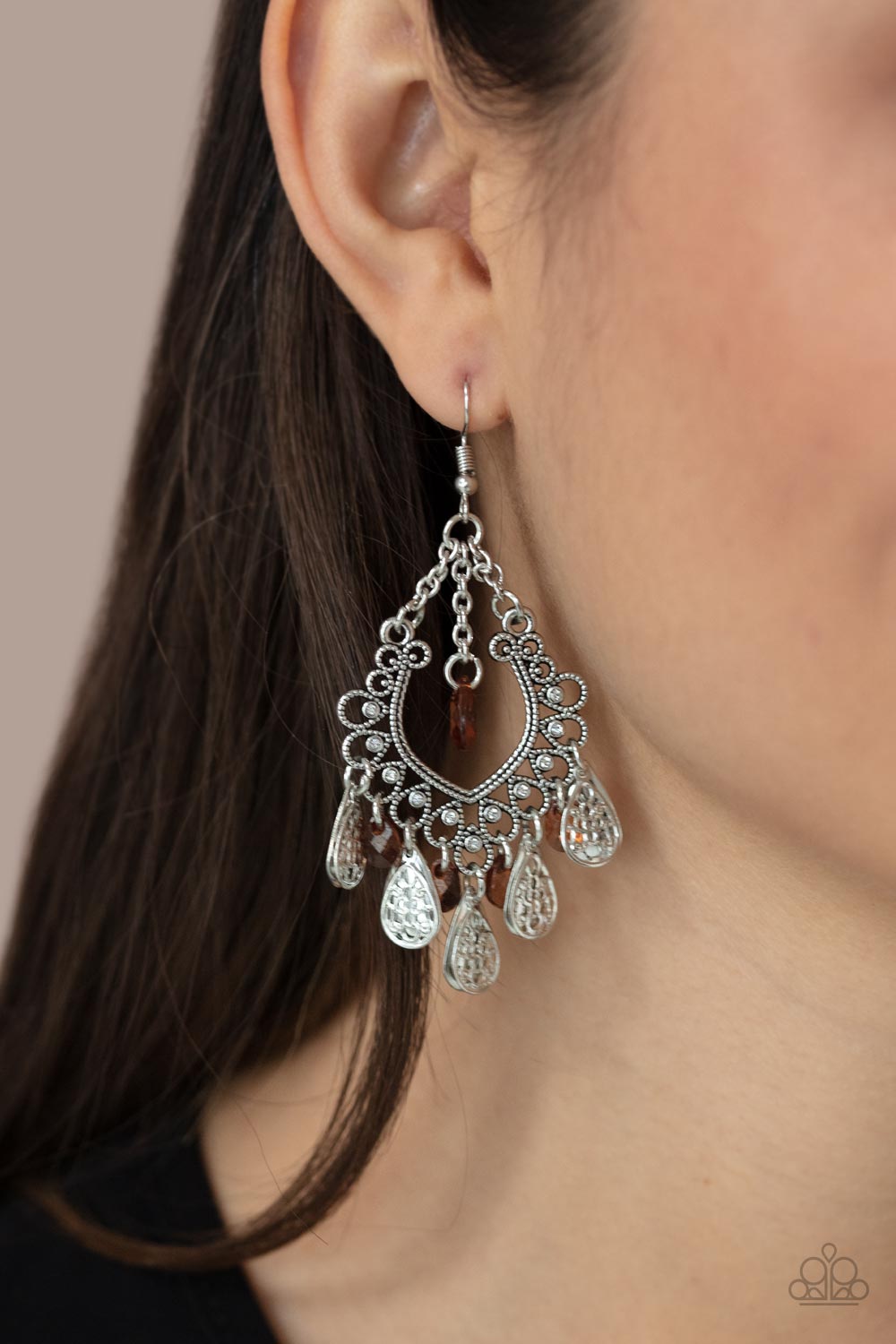 Musical Gardens Brown Earring Paparazzi Accessories. Get free shipping. #P5ST-BNXX-024XX