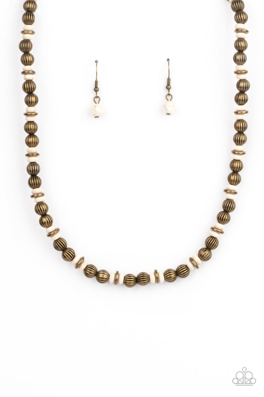 ZEN You Least Expect It - Brass & White Stone Necklace Paparazzi