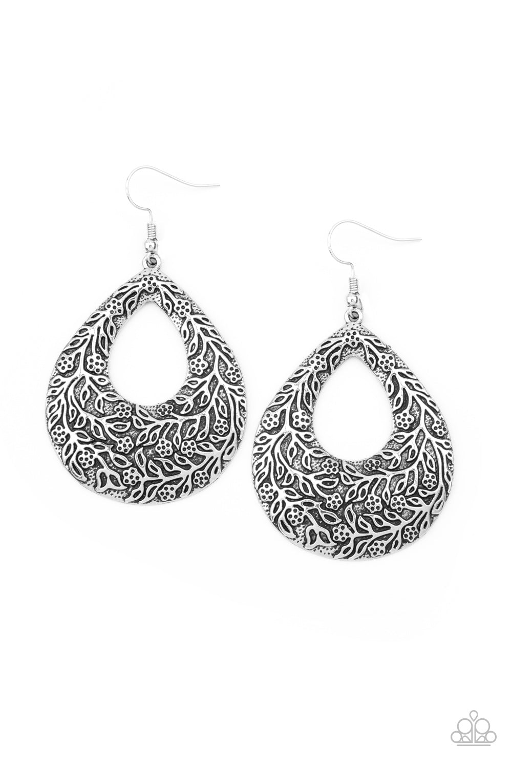 Paparazzi Earring ~ Flirtatiously Flourishing - Silver