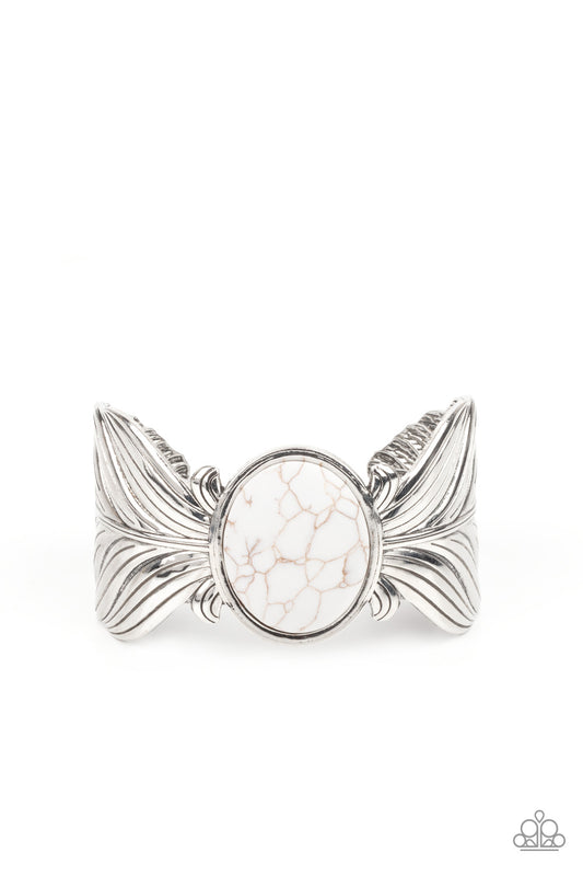 Paparazzi Bracelet ~ Born to Soar - White Cuff Bracelet