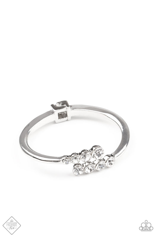 Paparazzi Defying Dazzle White Bracelet February 2021 Fashion Fix Exclusive