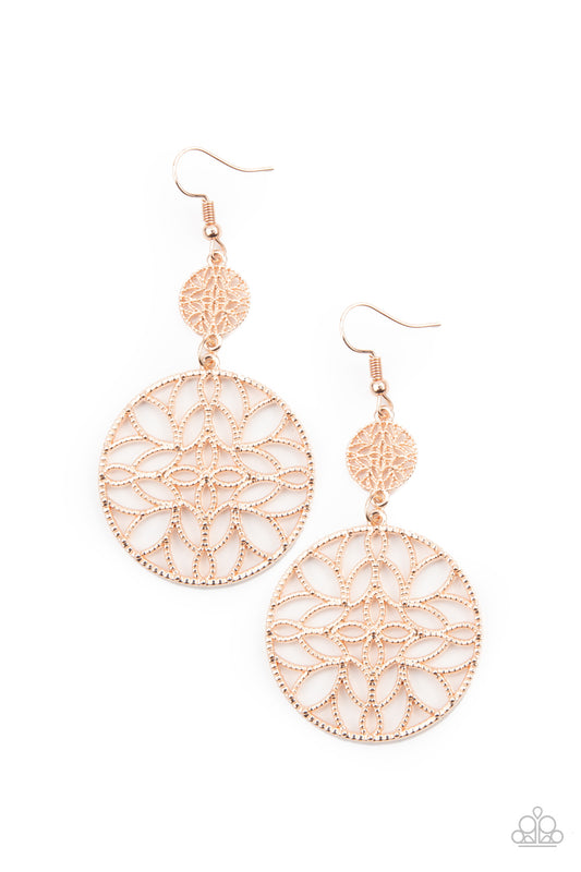 Mandala Eden Rose Gold Earring Paparazzi Accessories. Subscribe & Save. Stenciled Mandala earring