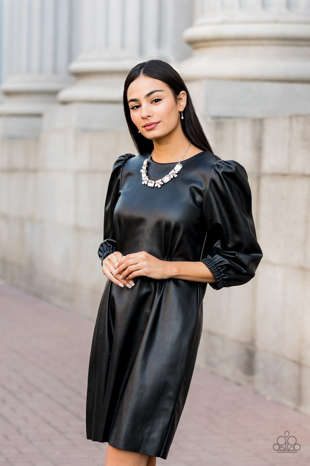 Paparazzi Necklace Long Live Sparkle - White emerald cut gems Necklace