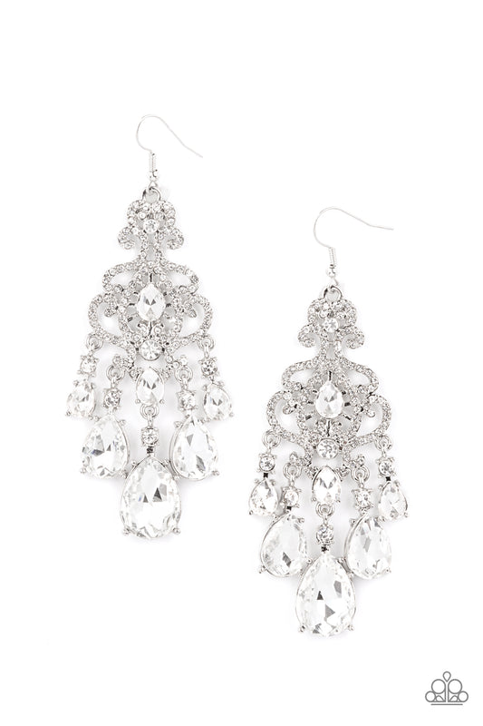Paparazzi Queen Of All Things Sparkly White Earrings. Empower Me Pink Exclusive. #P5RE-WTXX-485XX