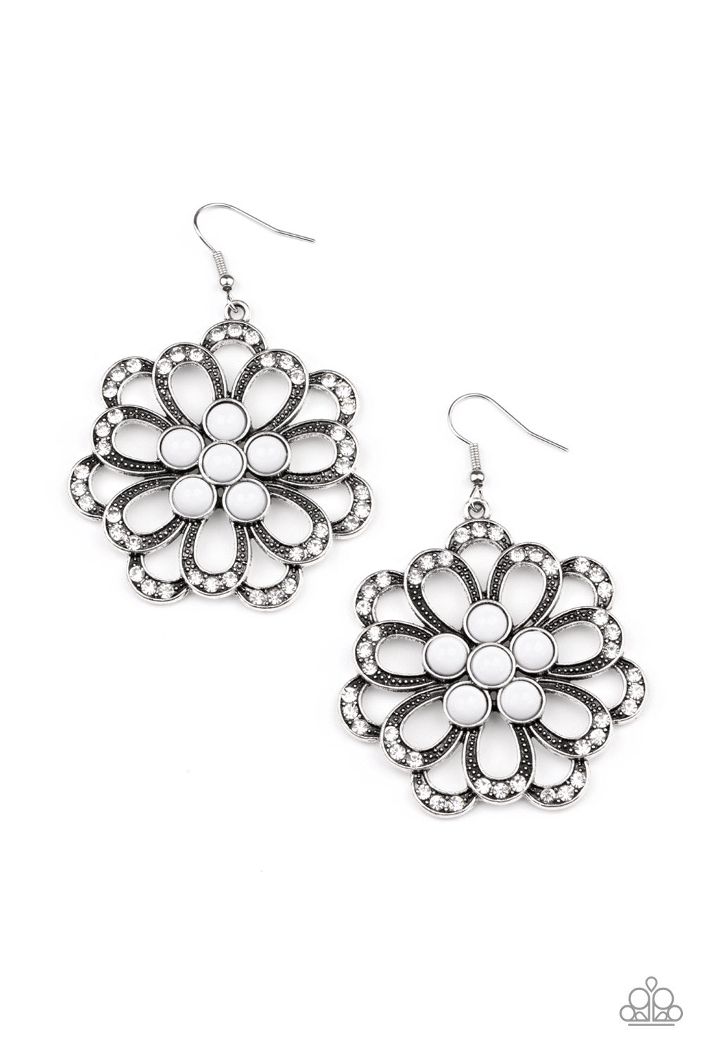 Dazzling Dewdrops White Earrings Paparazzi Accessories Five Dollar Jewelry ready to ship!