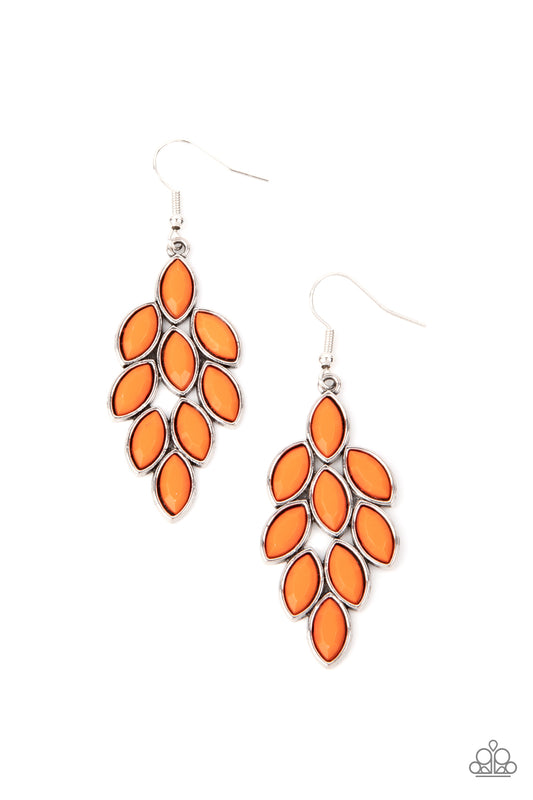 Paparazzi Earring ~ Flamboyant Foliage - Orange