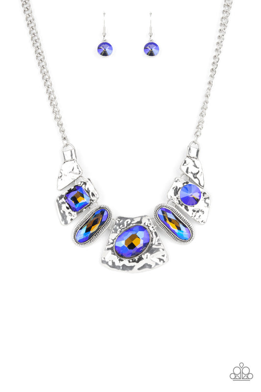 Futuristic Fashionista - Blue Necklace Paparazzi Accessories Oil Spill Necklace