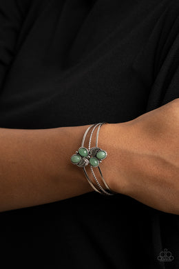 Eco Enthusiast Green Cuff Bracelet Paparazzi Accessories. Free Shipping. Jade Stone Cuff Bracelet