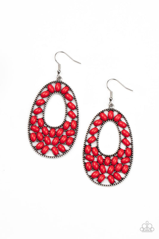 Paparazzi Earring ~ Beaded Shores - Red