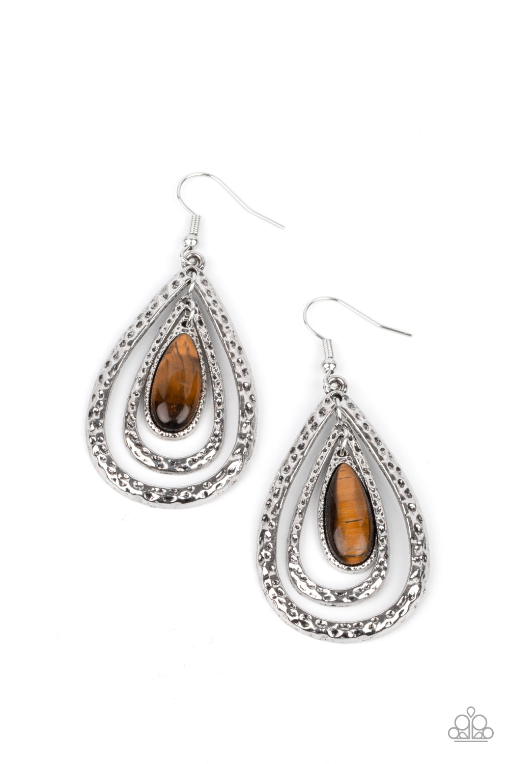 Teardrop Torrent Brown Earring Paparazzi Accessories
