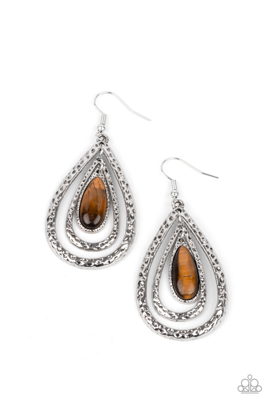 Teardrop Torrent Brown Earring Paparazzi Accessories