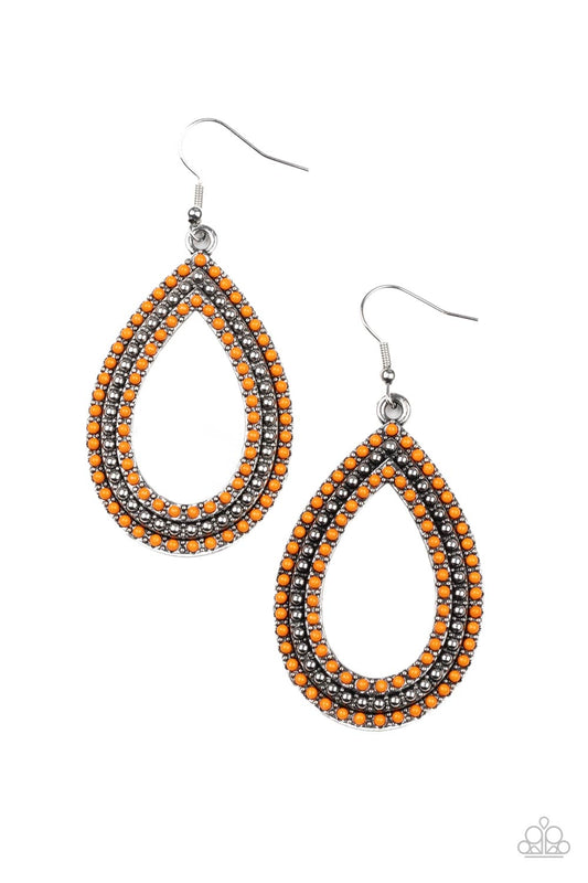 Paparazzi Earring ~ Tear Tracks - Orange Seed Beads Earring