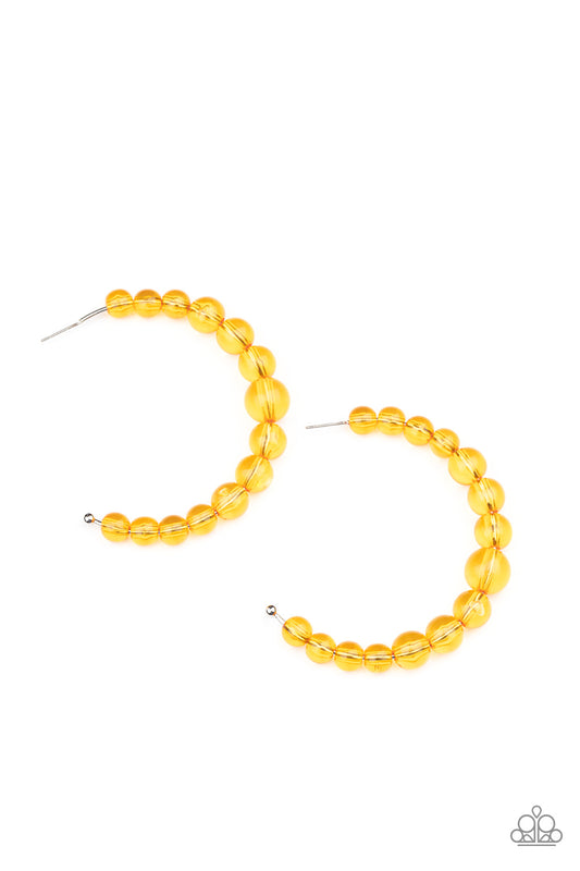 In The Clear Orange Hoop Earring Paparazzi Accessories. Casual earrings for women. P5HO-OGXX-009XX