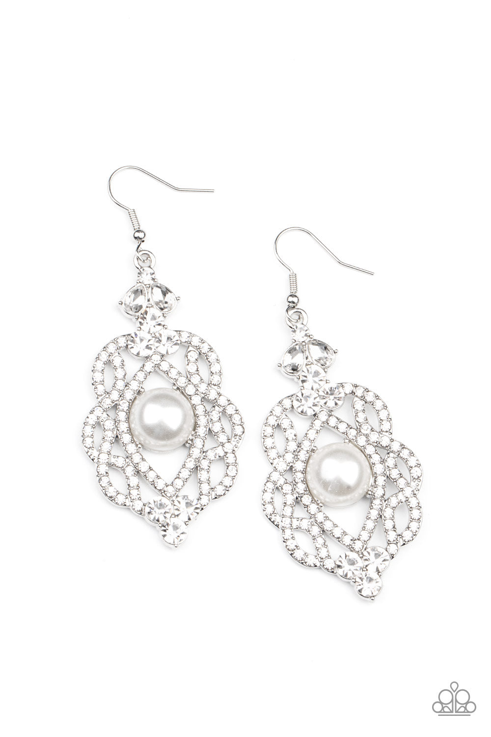 Paparazzi Earring ~ Rhinestone Renaissance - White