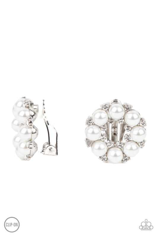 Roundabout Ritz White Earring Paparazzi Accessories. #P5CO-WTXX-116XX. Subscribe & Save. Clip-on
