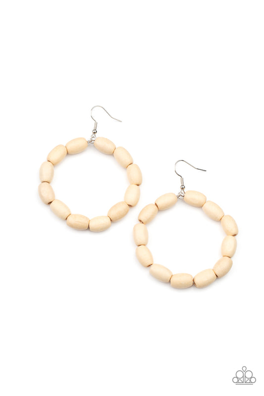 Living The WOOD Life White Earrings Paparazzi Accessories. Wooden Accessory! Get Free Shipping! $8