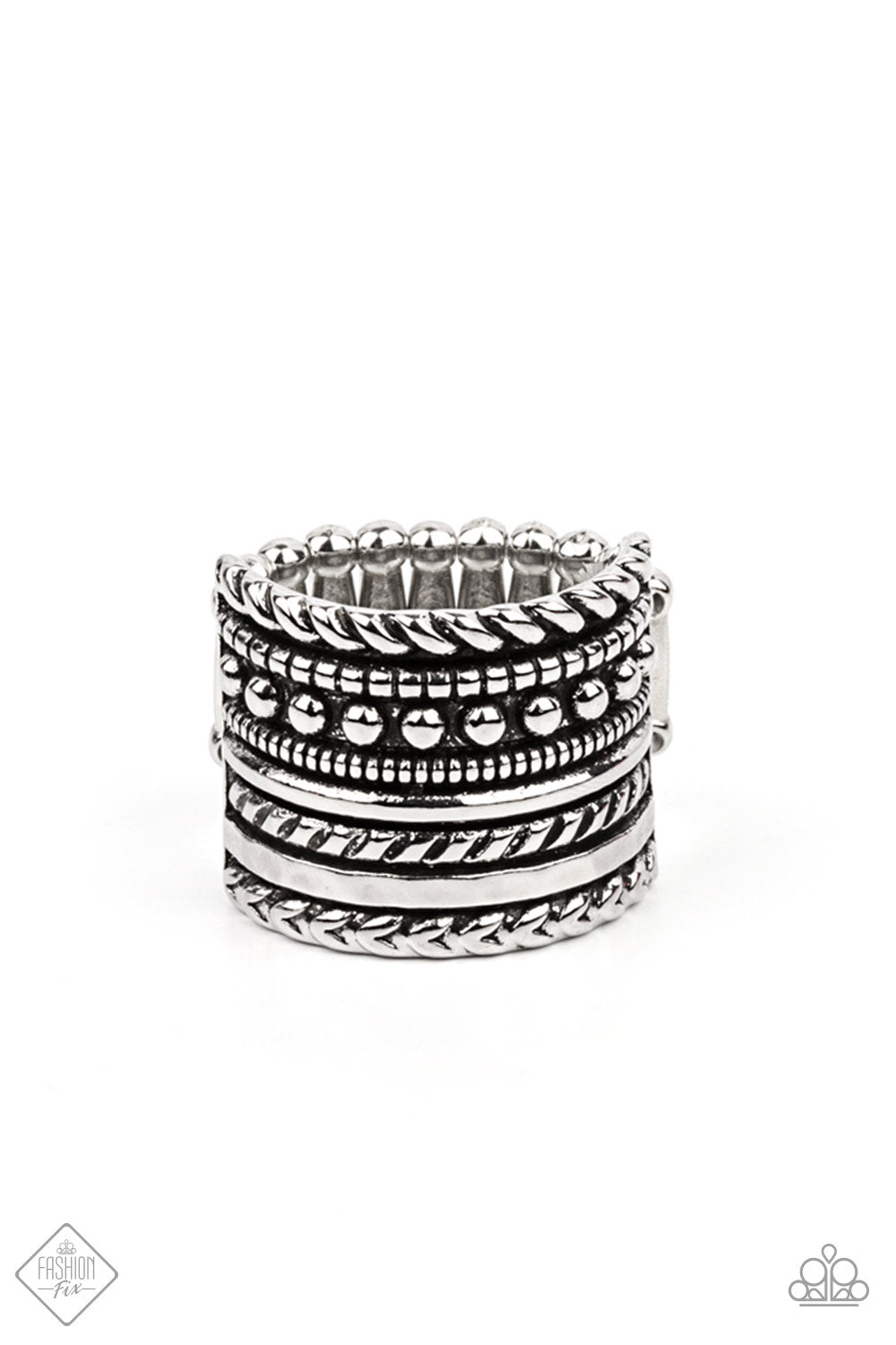 Paparazzi Fashion Fix Ring ~ Stacked Odds - Silver - April 2021 Fashion Fix Ring