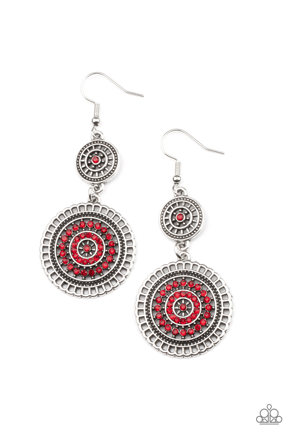 Paparazzi Earrings ~ Bohemian Bedazzle - Red