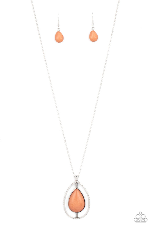 Here Today, PATAGONIA Tomorrow Brown Stone Pendant Necklace Paparazzi Accessories. P2SE-BNXX-186XX.