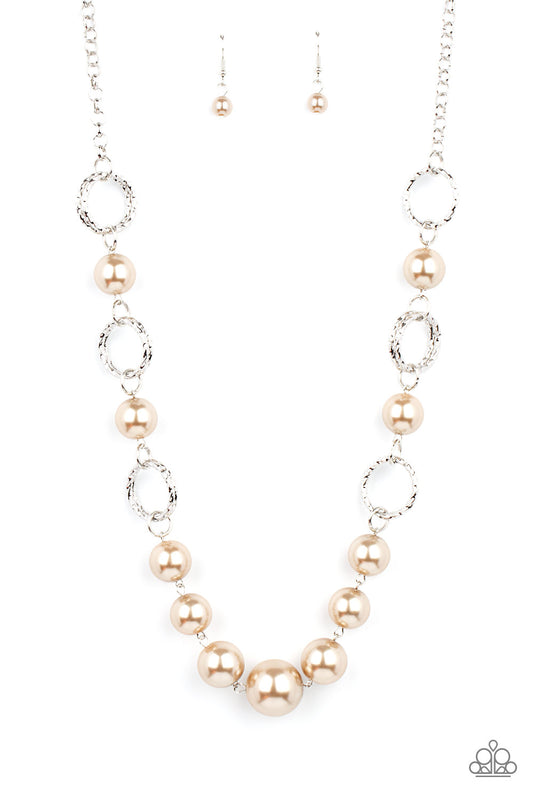 COUNTESS Me In - Brown Pearls & Silver Ring Necklace Paparazzi Accessories