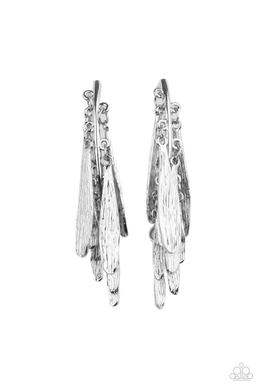 Pursuing The Plumes Silver Earring Paparazzi Accessories $5 Post Jewelry #P5PO-SVXX-200XX