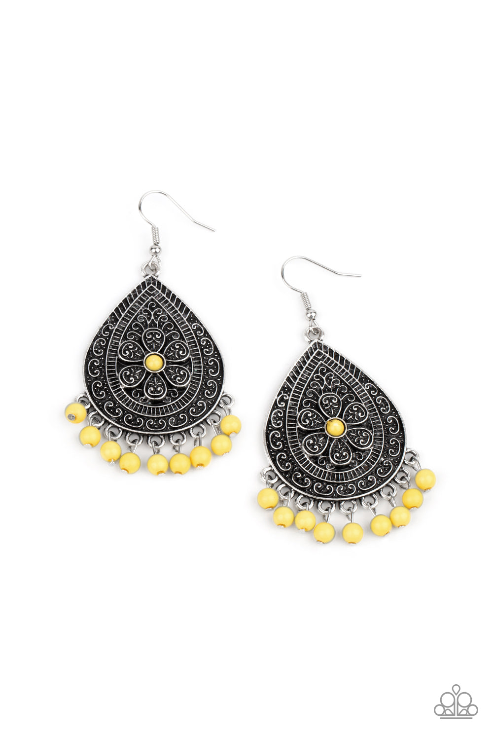 Blossoming Teardrops Yellow Earrings Paparazzi Accessories. Get Free Shipping! #P5WH-YWXX-164XX.