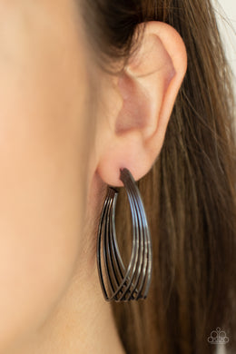 Industrial Illusion Black Hoop Earring Paparazzi Accessories. Get Free Shipping.#P5HO-BKXX-213XX