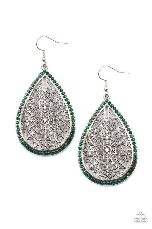 Paparazzi Earring ~ Fleur de Fantasy - Green