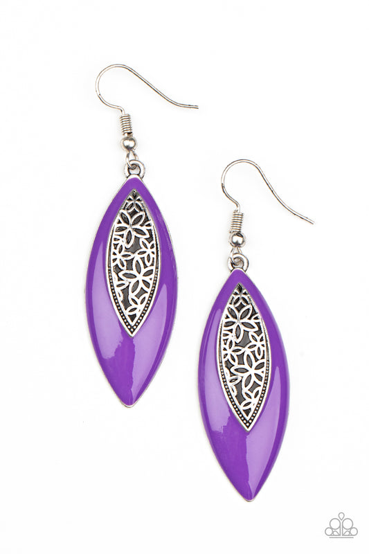 Venetian Vanity - Purple Earrings Paparazzi Accessories Teardrop style Fishhook earring