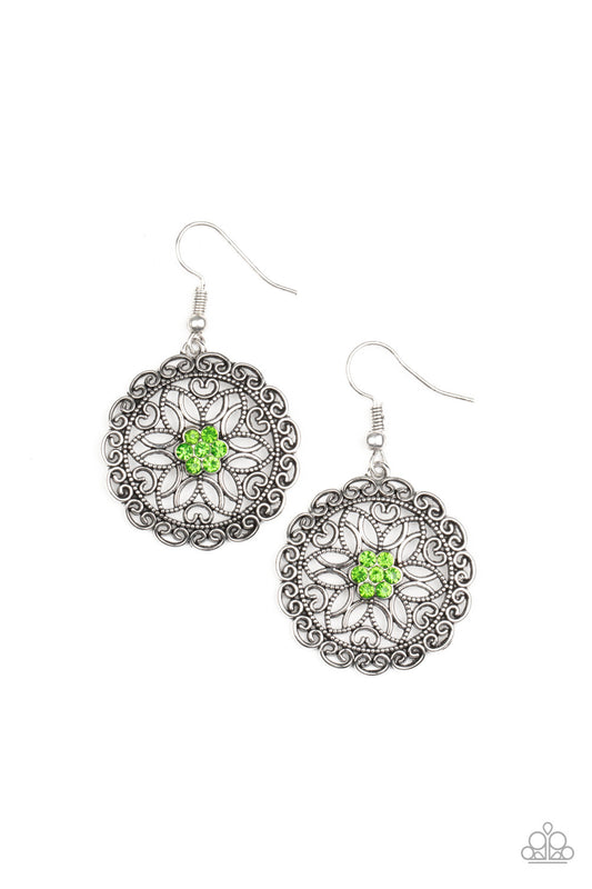 Paparazzi Flower Shop Sparkle - Green Earrings. Subscribe & Save! #P5WH-GRXX-253XX