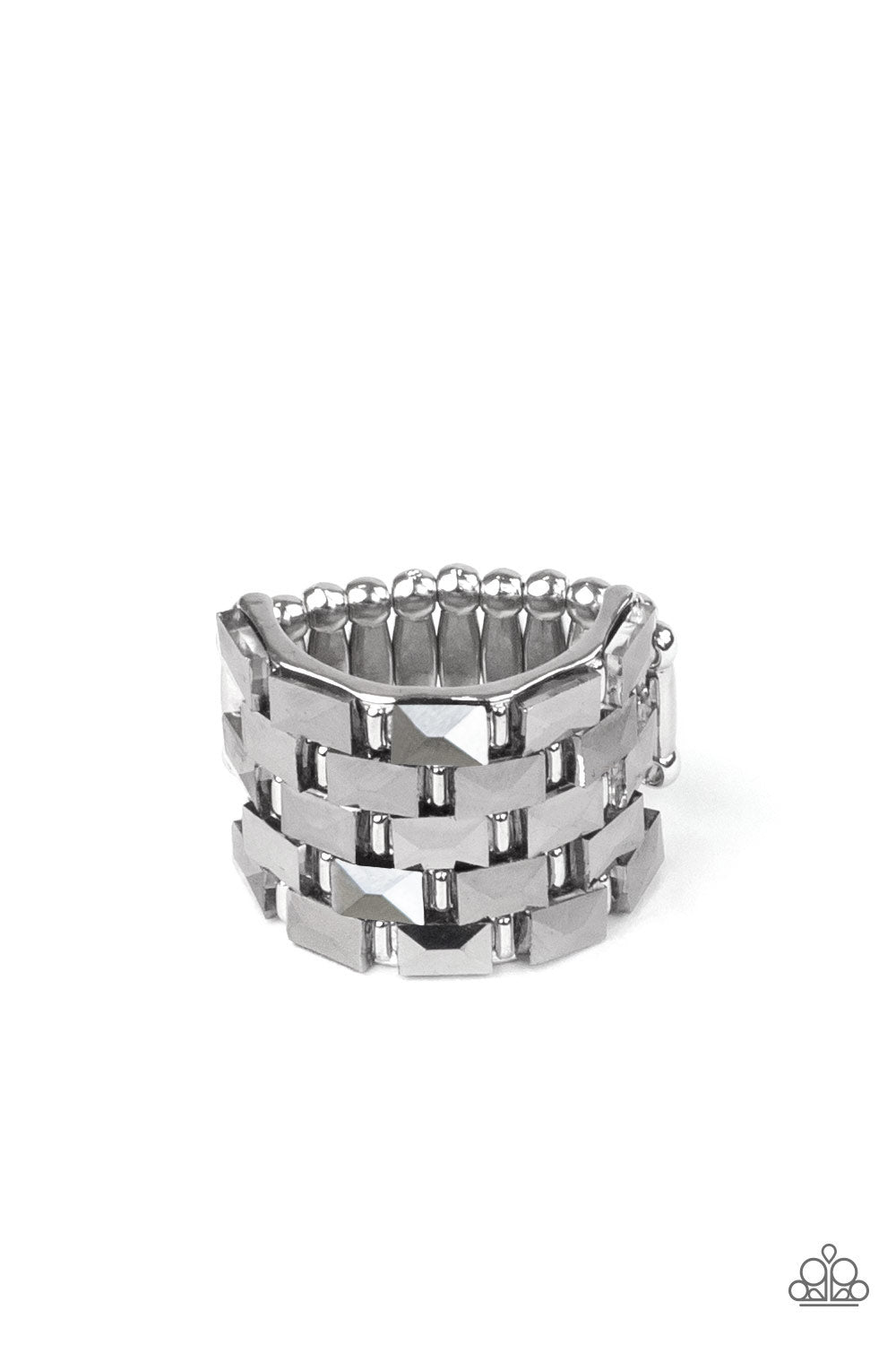 Paparazzi Ring ~ Checkered Couture - Silver