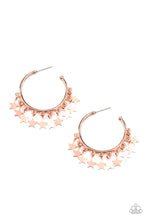 Load image into Gallery viewer, Happy Independence Day Copper Hoop Earrings Paparazzi Accessories. Free Shipping. #P5HO-CPSH-143XX
