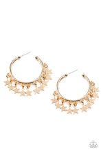 Load image into Gallery viewer, Happy Independence Day Gold Star Earrings Paparazzi Accessories. Get Free Shipping. #P5HO-GDXX-228XX

