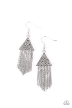 Load image into Gallery viewer, Paparazzi Earrings ~ Pyramid SHEEN - Silver
