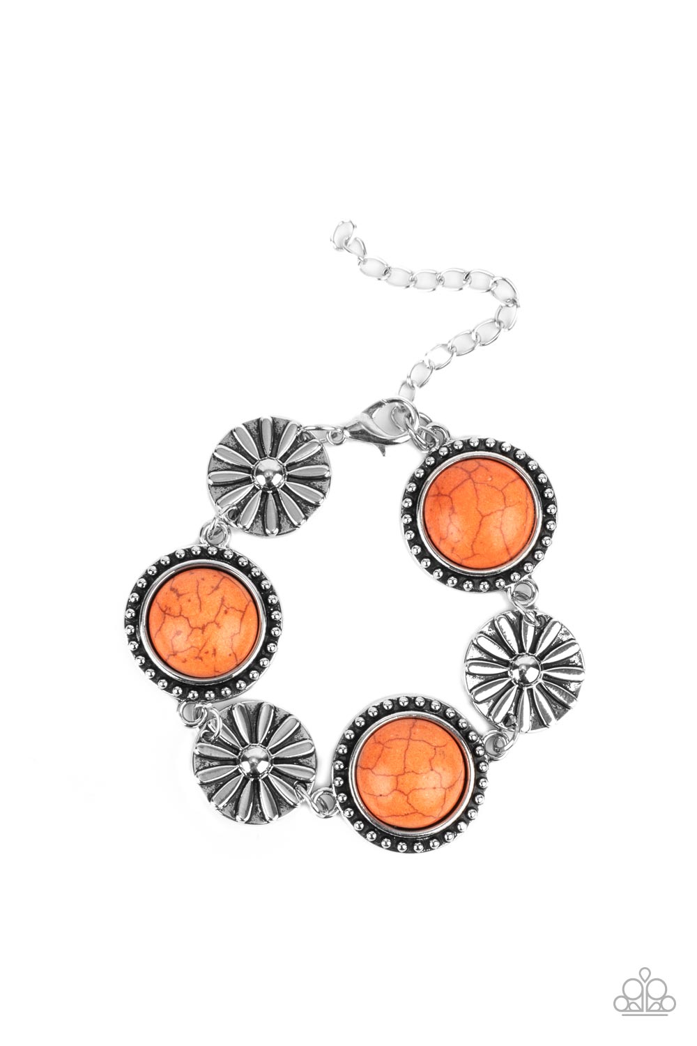 Fredonia Flower Patch Orange Clasp Closure Bracelet Paparazzi Accessories. Get Free Shipping.