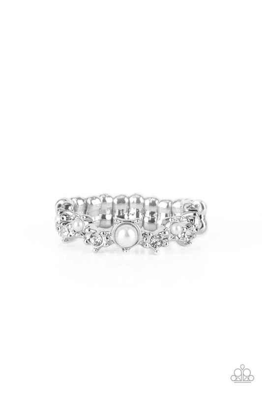 Paparazzi Blissfully Bella White Ring. #P4DA-WTXX-104XX. Get Free Shipping. Dainty white $8 jewelry