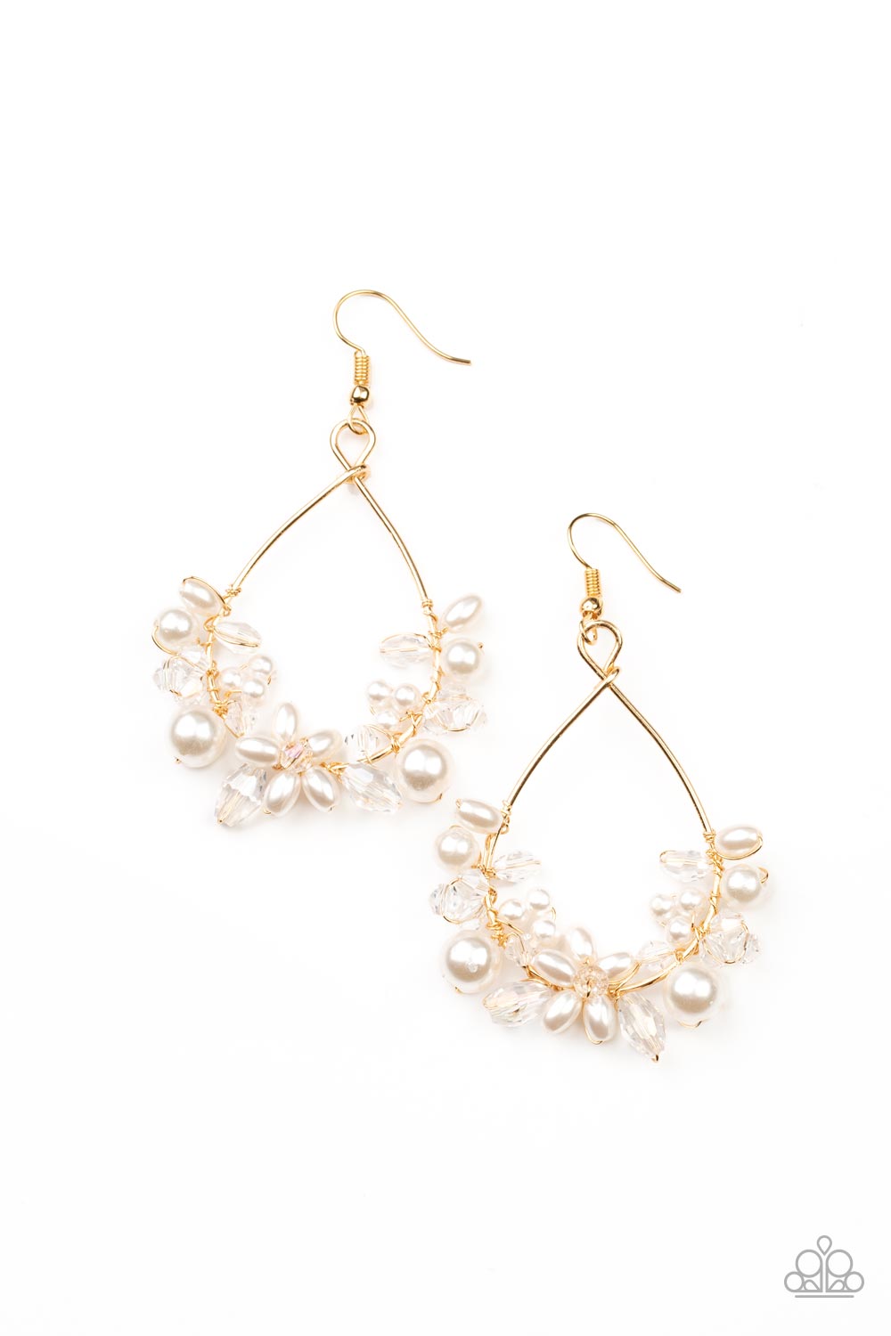 Marina Banquet - Gold Pearl Earrings Paparazzi Accessories. Get Free Shipping. #P5RE-GDXX-234XX