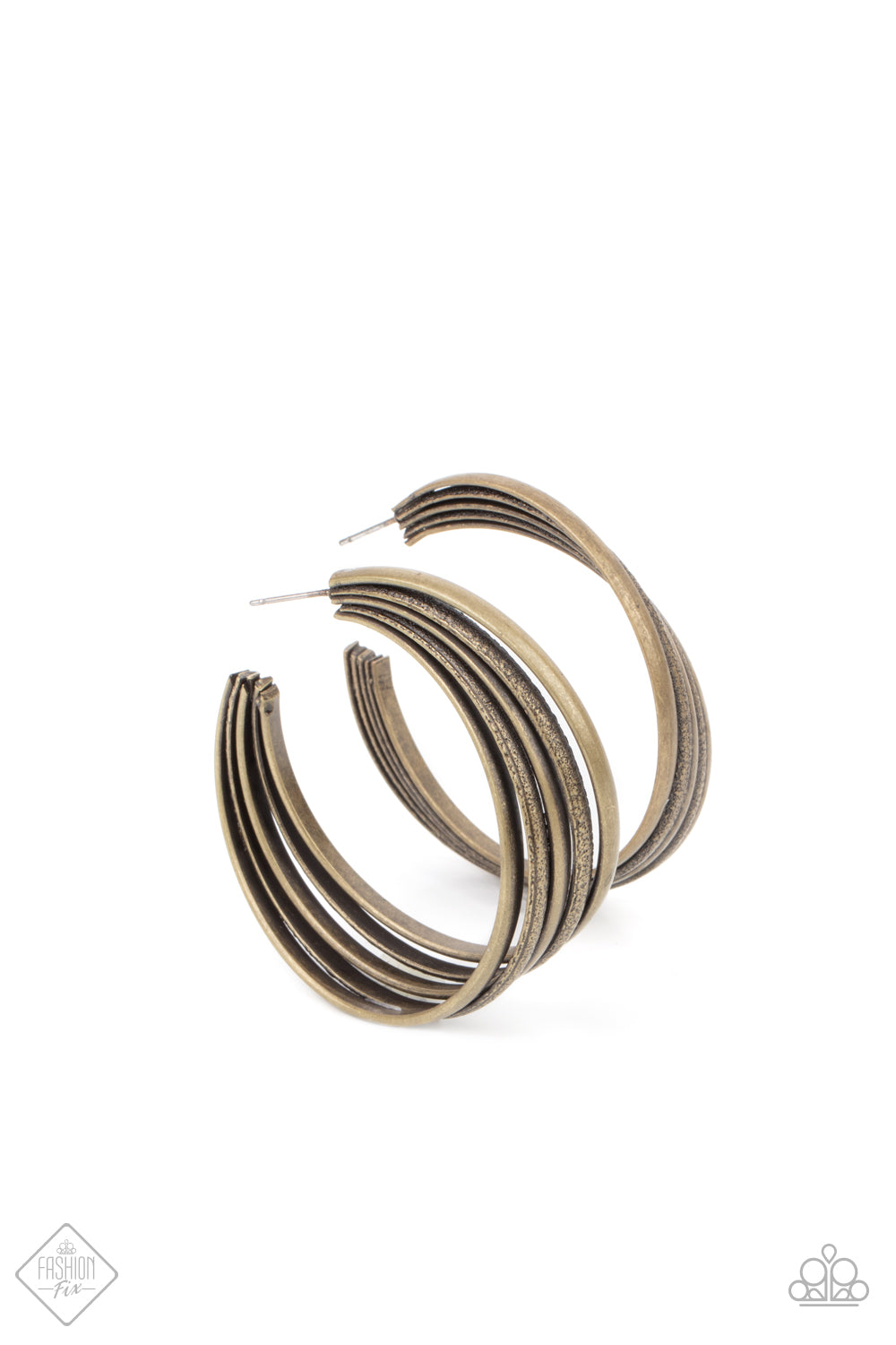 In Sync - Brass Hoop Earrings Paparazzi Accessories. Get Free Shipping. #P5IN-BRXX-039DH