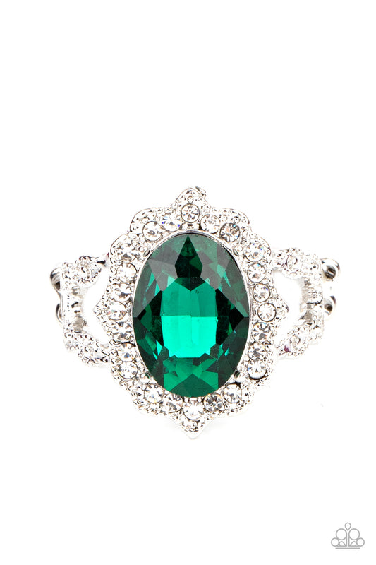 Paparazzi Oval Office Opulence - Green Ring $5 Jewelry. #P4DA-GRXX-062XX. Ships Free