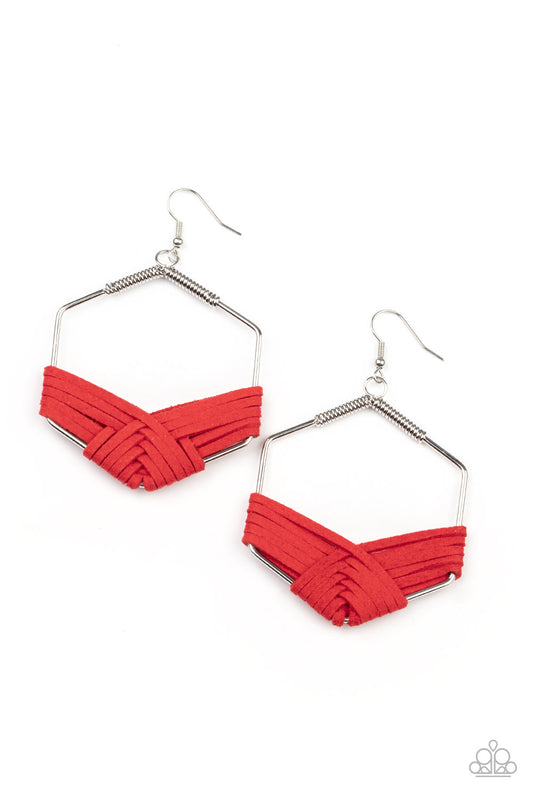 Suede Solstice - Red Earrings Paparazzi Accessories. Subscribe & Save. #P5SE-RDXX-175XX