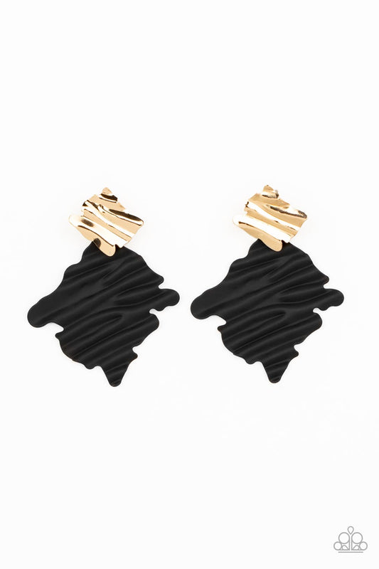 Paparazzi Crimped Couture - Gold Post Earrings #P5PO-GDXX-178XX